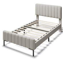 (90x200cm) Lit rembourré avec tête réglable, sommier et matelas inclus