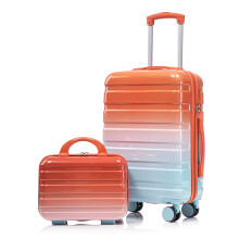 (Red) Set de 2 valises à roulettes avec cadenas à code et trousse cosmétique
