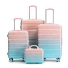 (Pink) Set de 4 valises Ă roulettes avec cadenas Ă code et trousse incluse