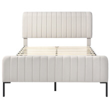 (140x200cm) Lit rembourré avec tête réglable, sommier et matelas inclus
