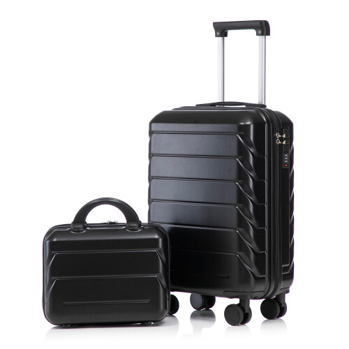 (Black) Set de 2 valises ABS avec cadenas à code et trousse