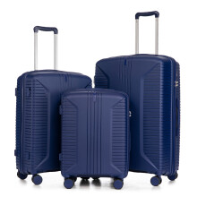 (Blue) Set de 3 valises Ă roulettes avec cadenas Ă code et crochets de suspension