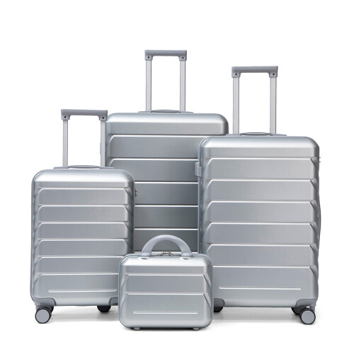 (Silver) Set de 4 valises ABS avec cadenas à code et trousse