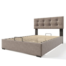 (With Mattress, 90x200cm) Lit hydraulique avec tête réglable, rangement, sommier et matelas inclus
