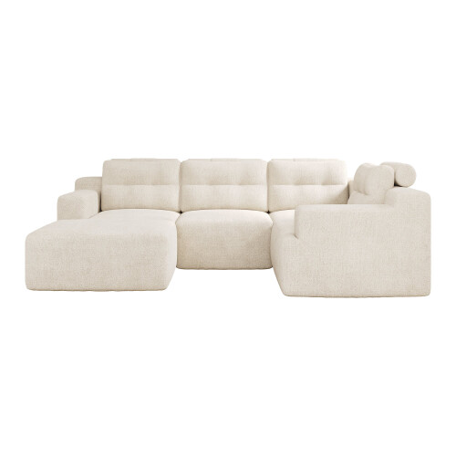 (Beige) Canapé modulaire configuration L ou U avec mousse intégrale sans cadre