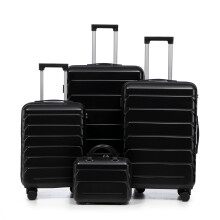 (Black) Set de 4 valises ABS avec cadenas Ă code et trousse