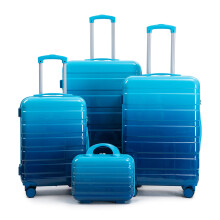 (Blue) Set de 4 valises Ă roulettes avec cadenas Ă code et trousse incluse