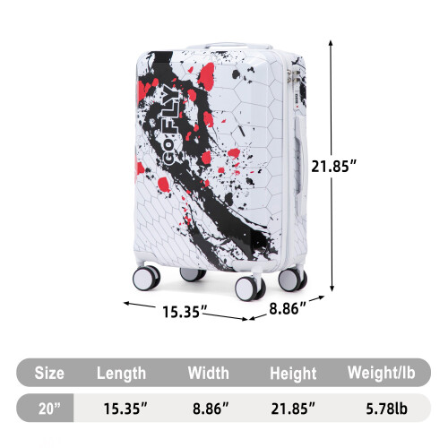 (Black) Valise cabine à roulettes spinner avec cadenas à code et motif imprimé 2