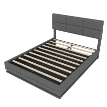 (Dark Gray, 160 x 200cm) Lit avec tête réglable, USB-C, LED et rangement hydraulique sans matelas