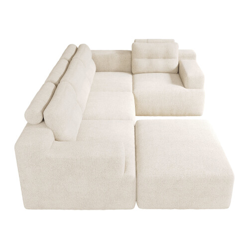 (Beige) Canapé modulaire configuration L ou U avec mousse intégrale sans cadre 2