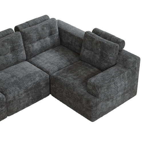 (Gray) Canapé modulaire configuration L ou U avec mousse intégrale sans cadre 2