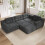 (Gray) Canapé modulaire configuration L ou U avec mousse intégrale sans cadre 8