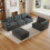 (Gray) Canapé modulaire configuration L ou U avec mousse intégrale sans cadre 10