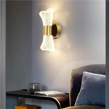 2X Gold Acrylic Wall Sconce, Decorative Led Wall Lamp with 3 Color Temperature Options , for Hallway & Bedside Lamp