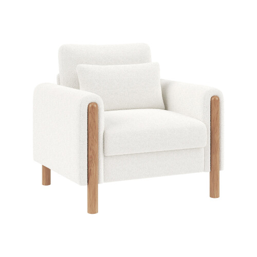 (White) Fauteuil avec accoudoirs, coussin épais et structure renforcée 2