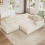 (Beige) Canapé modulaire configuration L ou U avec mousse intégrale sans cadre 10