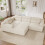 (Beige) Canapé modulaire configuration L ou U avec mousse intégrale sans cadre 11