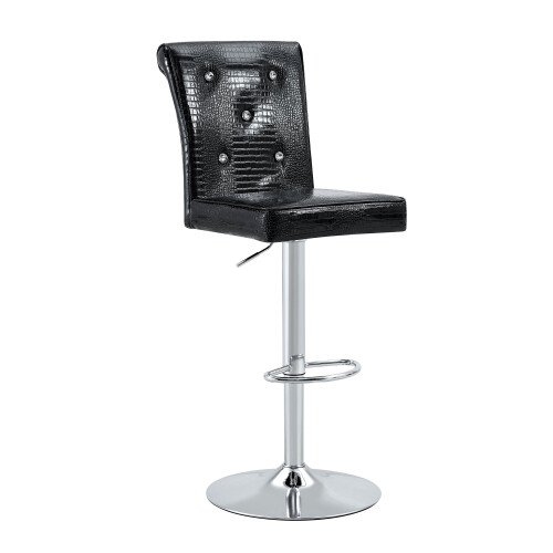 (Black,Silver) Lot de 2 tabourets de bar avec assise rembourrée 1