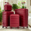 (WINE RED) Set de 4 valises ABS avec cadenas à code et trousse 5