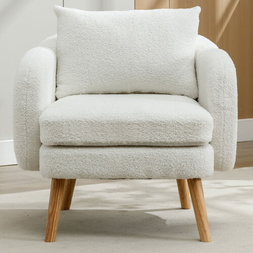 (White) Fauteuil avec coussin, siège rembourré et structure renforcée 1