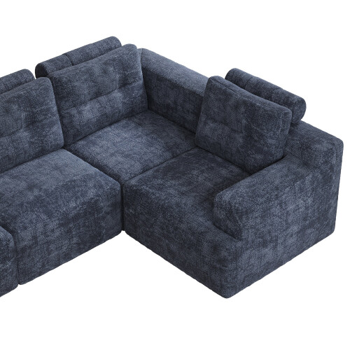 (Blue) Canapé modulaire configuration L ou U avec mousse intégrale sans cadre 1