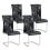 (Black,Silver) Lot de 4 chaises avec assise et pieds chromés 4