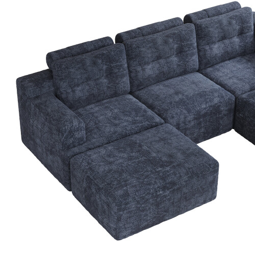 (Blue) Canapé modulaire configuration L ou U avec mousse intégrale sans cadre 2