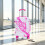 (Pink) Valise cabine à roulettes spinner avec cadenas à code et motif imprimé 5