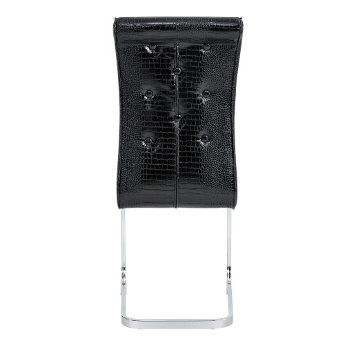 (Black,Silver) Lot de 4 chaises avec assise et pieds chromés 1