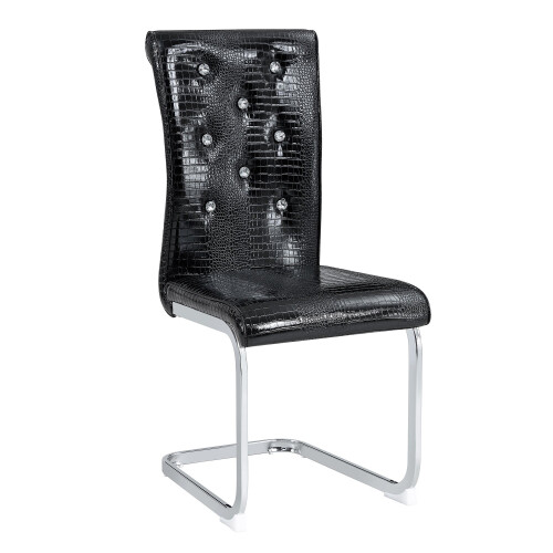 (Black,Silver) Lot de 4 chaises avec assise et pieds chromés 2