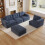 (Blue) Canapé modulaire configuration L ou U avec mousse intégrale sans cadre 11
