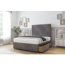 (6' Super King, Slate) Comfort Denver Naples Divan Bed Base 2 Drawers Foot-End 26" Strutted Headboard