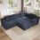 (Blue) Canapé modulaire configuration L ou U avec mousse intégrale sans cadre 7