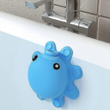 (blue) Bathtub Overflow Drain Cover Tub Soak Bath Overflow Suction Cup Seal Bathroom Spa Accessories Adds Inches of Water for Deeper Bath
