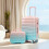(Pink) Set de 2 valises à roulettes avec cadenas à code et trousse cosmétique 5