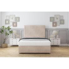 (3' Single, Sand) Comfort Denver Naples Divan Bed Base No Drawers 54" Floor Standing Headboard