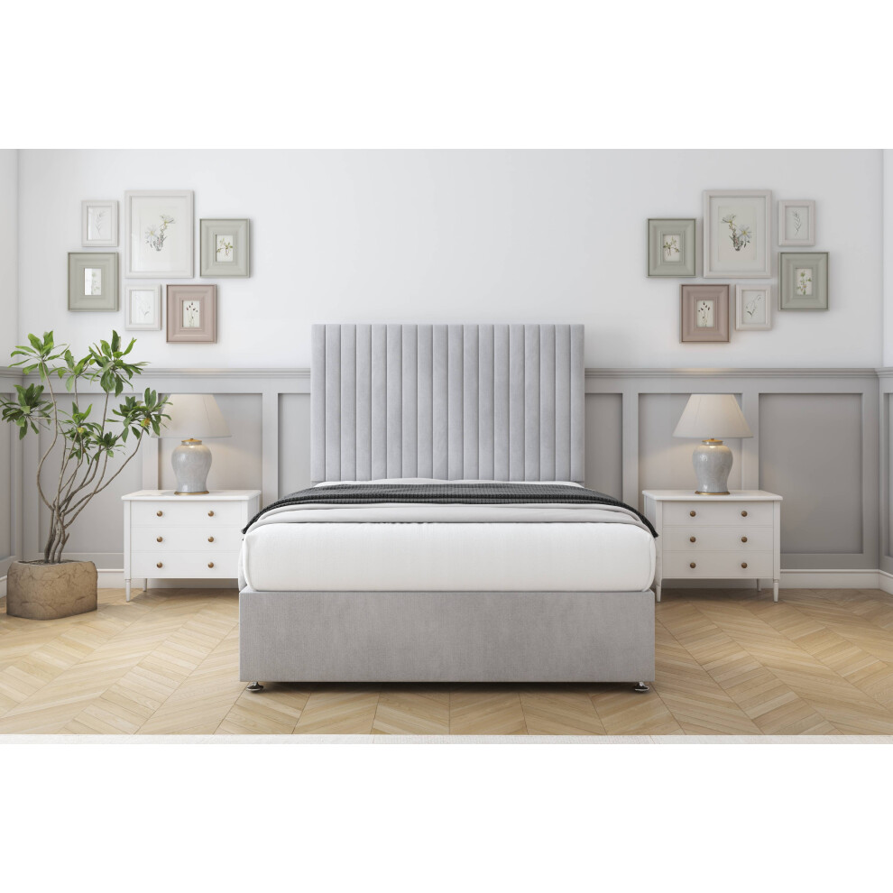 Comfort (3' Single, Sliver) Denver Naples Divan Bed Base No Drawers 54" Floor Standing Headboard