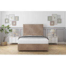 (4'6 Double, Mink) Comfort Denver Naples Divan Bed Base No Drawers 54" Floor Standing Headboard