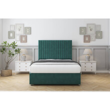 (3' Single, Emerald) Comfort Denver Plush Divan Bed Base No Drawers 26" Strutted Headboard