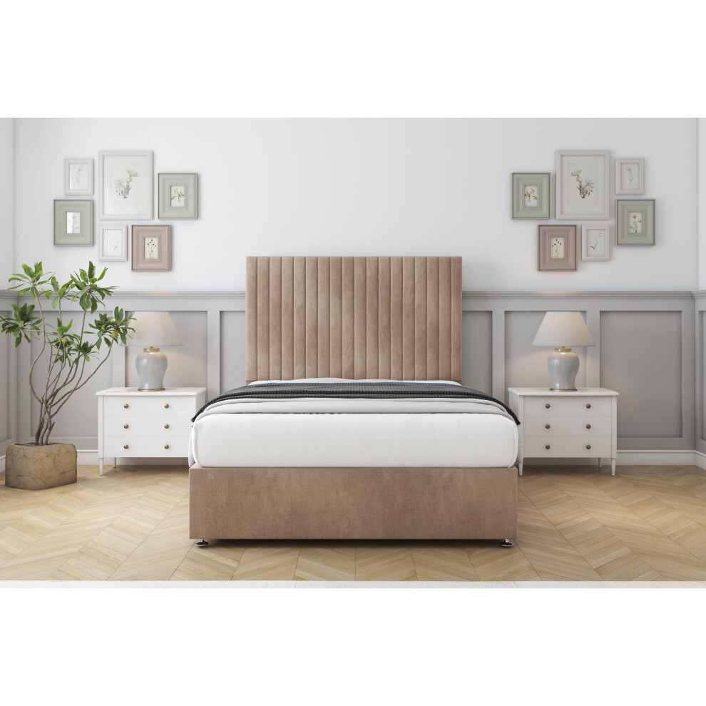 Comfort (2'6 Small Single, Mink) Denver Naples Divan Bed Base No Drawers 54" Floor Standing Headboard