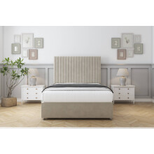 (6' Super King, Cream) Comfort Denver Plush Divan Bed Base No Drawers 54" Floor Standing Headboard
