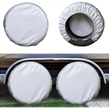 (L, Silver) 4 Pack Waterproof Tire Cover Spare Tyre Wheel Rv Trailer Camper Anti-corrosion Tyre Protector