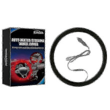 Wireless Rechargeable Black Heated Steering Wheel Cover - Cordless Car Warmer Accessory