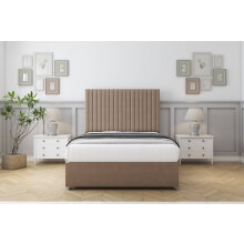 (3' Single, Mink) Comfort Denver Plush Divan Bed Base No Drawers 26" Strutted Headboard