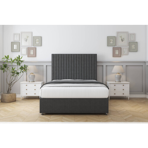 Comfort (4' Small Double, Graphite) Comfort Denver Dumfries Divan Bed Base 2 Drawers Same Side 26" Strutted Headboard 2