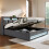 (Grey, 140x200cm) Lit capitonné avec USB, LED et sommier avec matelas 5