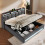 (Grey, 140x200cm) Lit capitonné avec USB, LED et sommier avec matelas 8