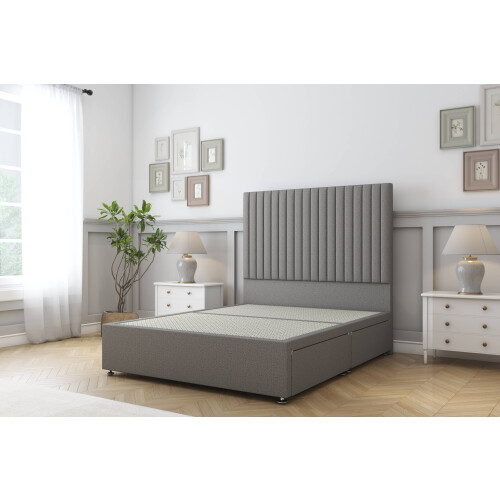 Comfort (4' Small Double, Pewter) Comfort Denver Dumfries Divan Bed Base 2 Drawers Same Side 26" Strutted Headboard 1