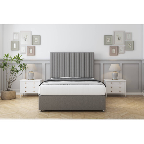 Comfort (4' Small Double, Pewter) Comfort Denver Dumfries Divan Bed Base 2 Drawers Same Side 26" Strutted Headboard 2