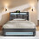 (Grey, 90x200cm) Lit capitonné avec USB, LED et sommier avec matelas 8